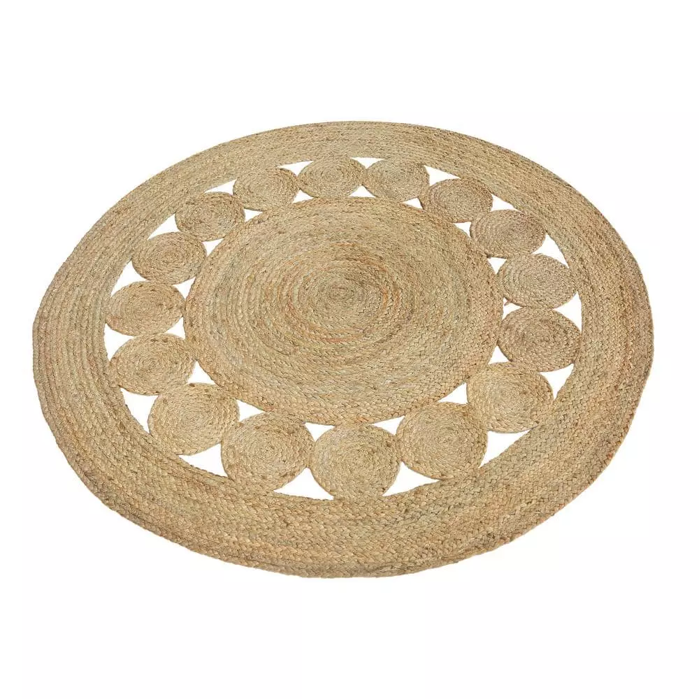 Jute Natural 6 ft. Round Abstract Jute Area Rug by Abani 6 Jute Natural 6 ft. Round Abstract Jute Area Rug by Abani - Image 4