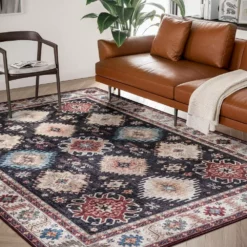 Paloma Navy 2 ft. x 10 ft. Oriental Polyester Area Rug by Abani -Abani Sales navy abani area rugs pal260a 29 31 1000