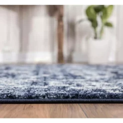 Troy Navy 5 ft. 3 ft. x 7 ft. 6 in. Oriental Polypropylene Area Rug by Abani -Abani Sales navy abani area rugs try120a 5 1f 1000