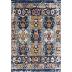 Malibu Navy Blue 6 ft. x 9 ft. Distressed Polypropylene Area Rug by Abani