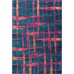 Malibu Navy Blue 7.9 ft. x 10.2 ft. Striped Polypropylene Area Rug by Abani