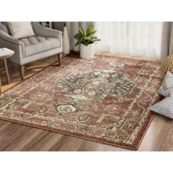 Mesa Orange 4 ft. x 6 ft. Distressed Polypropylene Area Rug by Abani 15 Mesa Orange 4 ft. x 6 ft. Distressed Polypropylene Area Rug by Abani -Abani Sales orange abani area rugs mes120a 4 31 1000