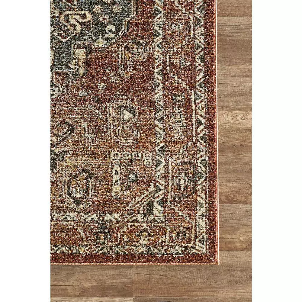 Mesa Orange 4 ft. x 6 ft. Distressed Polypropylene Area Rug by Abani 5 Mesa Orange 4 ft. x 6 ft. Distressed Polypropylene Area Rug by Abani - Image 3
