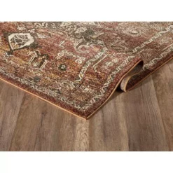 Mesa Orange 4 ft. x 6 ft. Distressed Polypropylene Area Rug by Abani 13 Mesa Orange 4 ft. x 6 ft. Distressed Polypropylene Area Rug by Abani -Abani Sales orange abani area rugs mes120a 4 4f 1000