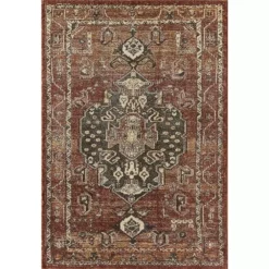 Mesa Orange 4 ft. x 6 ft. Distressed Polypropylene Area Rug by Abani