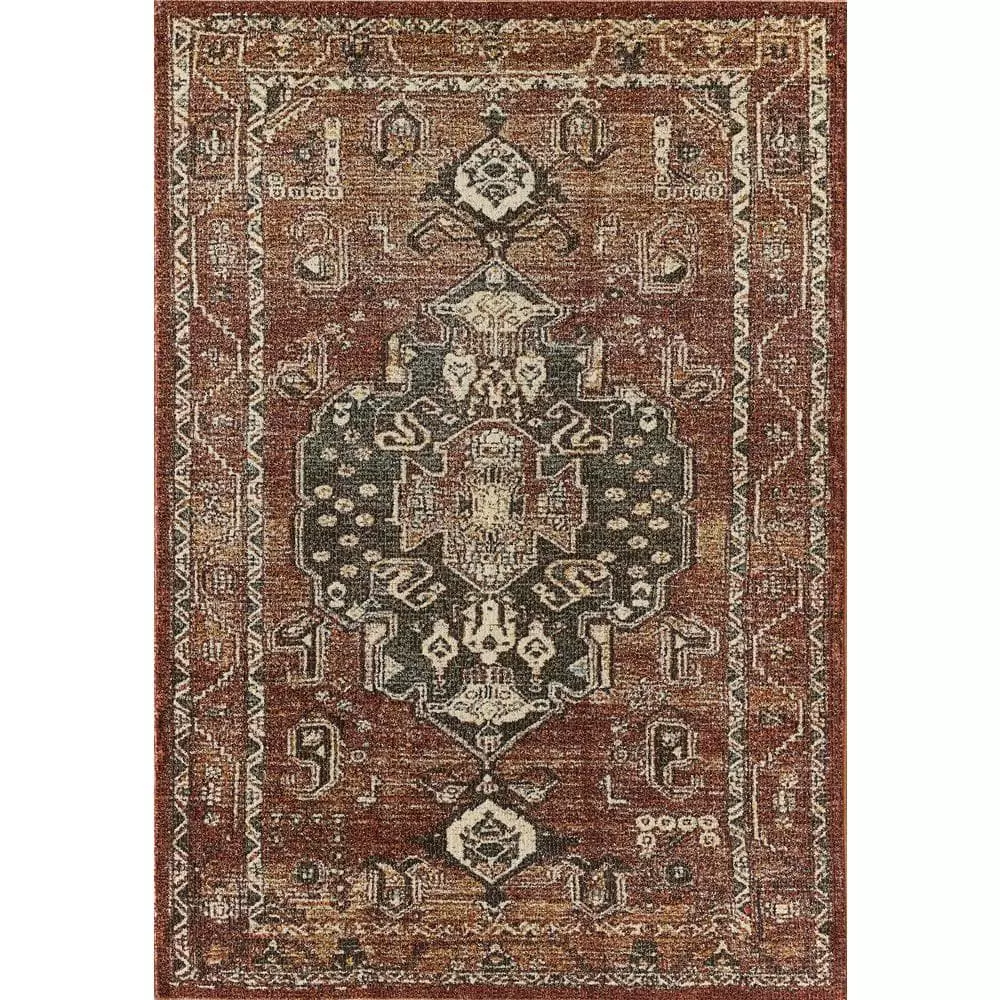 Mesa Orange 4 ft. x 6 ft. Distressed Polypropylene Area Rug by Abani 3 Mesa Orange 4 ft. x 6 ft. Distressed Polypropylene Area Rug by Abani