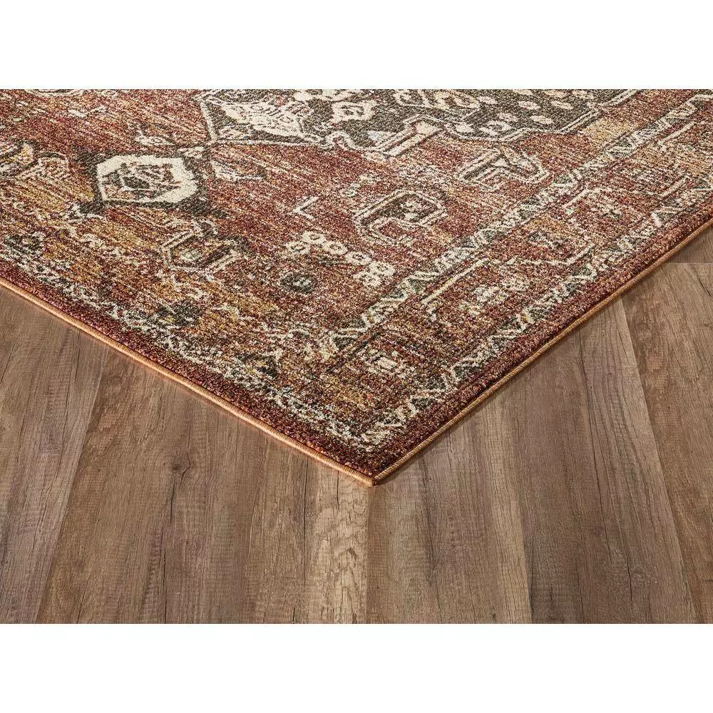 Mesa Orange 4 ft. x 6 ft. Distressed Polypropylene Area Rug by Abani 6 Mesa Orange 4 ft. x 6 ft. Distressed Polypropylene Area Rug by Abani - Image 4