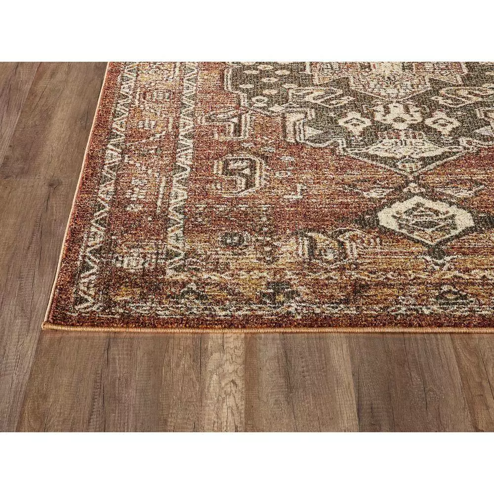 Mesa Orange 4 ft. x 6 ft. Distressed Polypropylene Area Rug by Abani 4 Mesa Orange 4 ft. x 6 ft. Distressed Polypropylene Area Rug by Abani - Image 2