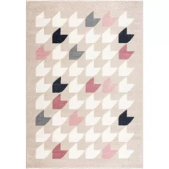 Abani Rugs Deco DEC160A Beige Pink 4 ft. x 6 ft. Houndstooth Area Rug