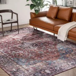 Paloma Red 6 ft. x 9 ft. Oriental Polyester Area Rug by Abani -Abani Sales red abani area rugs pal100a 6 31 1000
