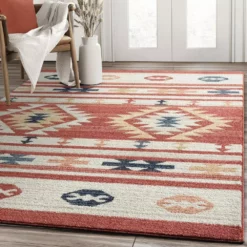 Sedona Red 5 ft. 3 ft. x 7 ft. 6 in. Oriental Polypropylene Area Rug by Abani -Abani Sales red abani area rugs sed200a 5 31 1000