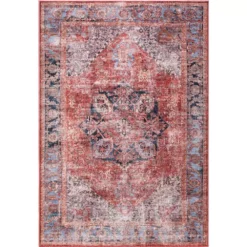 Abani Rugs Lola LOL110A Vintage Terracotta 7 ft. 9 in. x 10 ft. 2 in. Medallion Area Rug