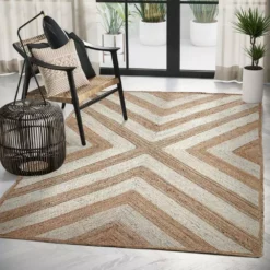 Jute White 6 ft. x 9 ft. Geometric Jute Area Rug by Abani -Abani Sales white abani area rugs jut100a 6 31 1000