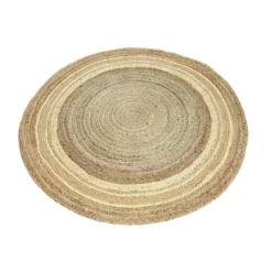 Jute White 6 ft. Round Abstract Jute Area Rug by Abani -Abani Sales white abani area rugs jut180a 6r 4f 1000